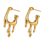 Golden Drip Shape Statement Earrings