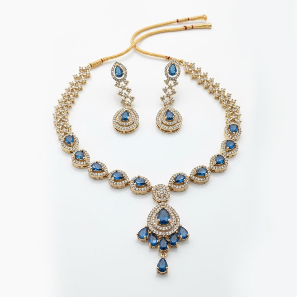 Azure Grace American Diamond Jewellery Set