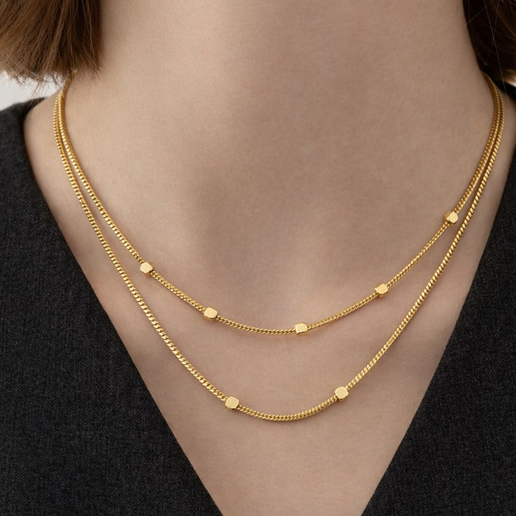 Golden Geometry Dual-Strand Necklace