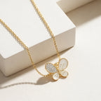White Butterfly Gold Plated Necklace