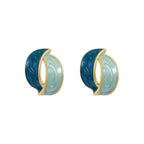 Blue Crescent Earrings