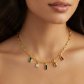 Colorful Gemstone  Charm Necklace