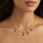 Colorful Gemstone  Charm Necklace