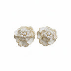 Elegant Pearl Floral Stud Earrings