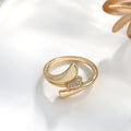 Elegant Swirl Gold  Ring with Crystal Accent