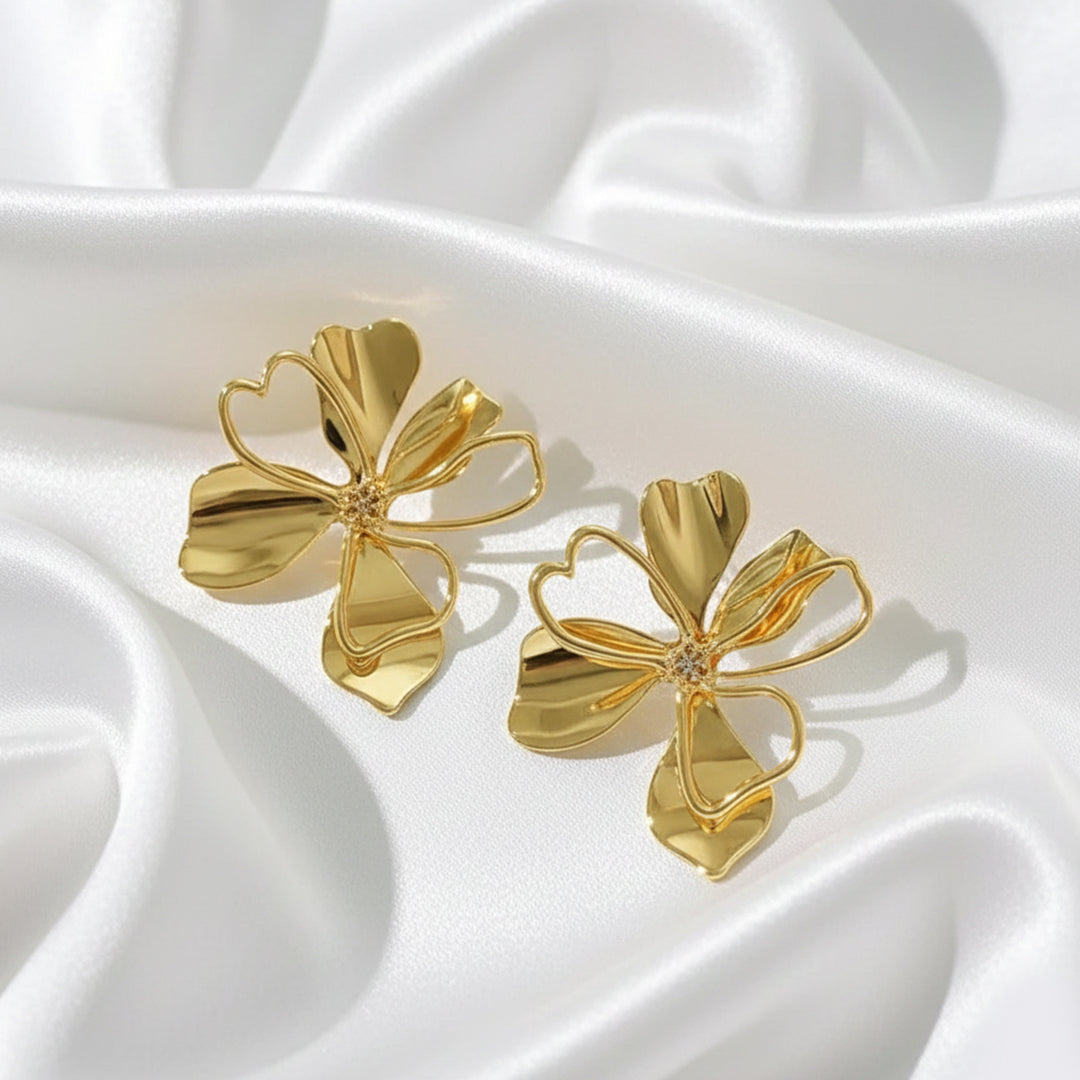 Abstract Heart Flower Studs