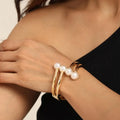 Pearl Gold Open Cuff Bracelet