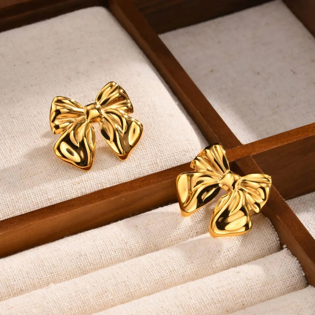 Gold Bow Studs
