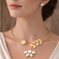 SoulBloom White Petal Gold Choker Set
