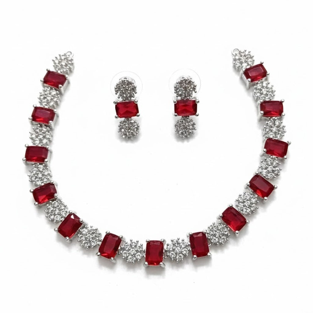 Crimson Royale American Diamond Necklace Set