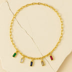 Colorful Gemstone  Charm Necklace