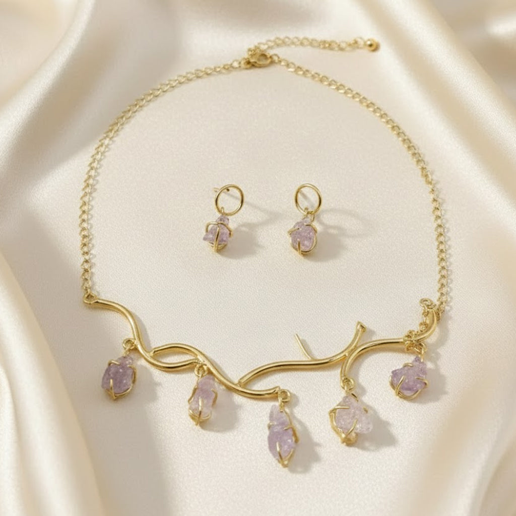 Lilac Aura Natural Gemstone Jewellery Set