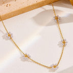 Gold-Plated Floral Pearl  Necklace