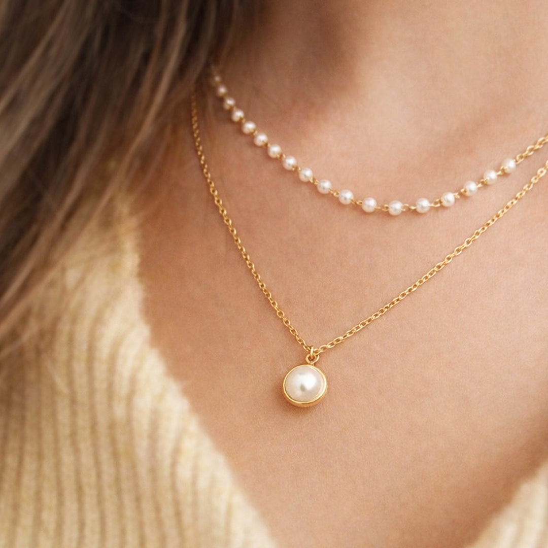 Pearl Double Chain Necklace