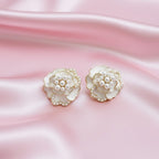 Elegant Pearl Floral Stud Earrings