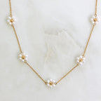 Gold-Plated Floral Pearl  Necklace