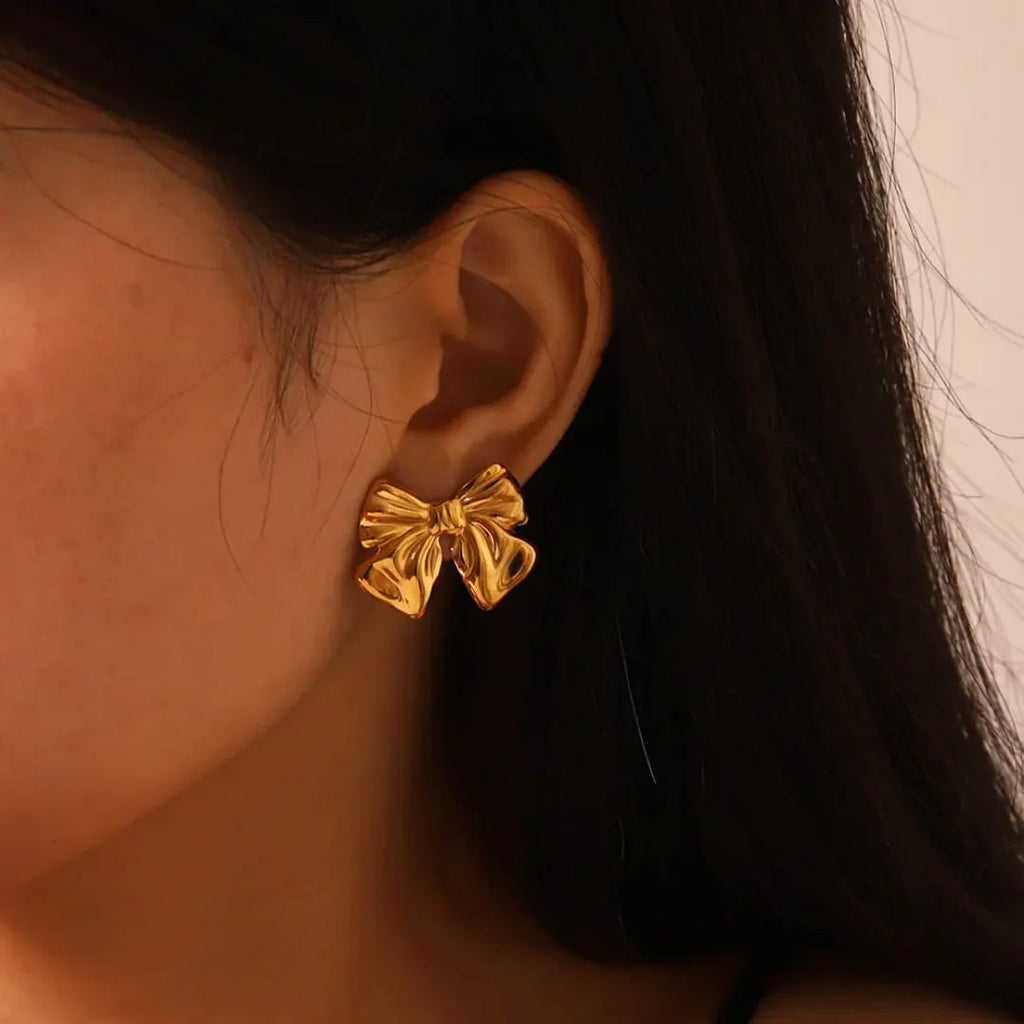 Gold Bow Studs