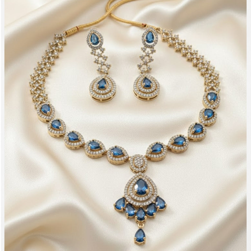 Azure Grace American Diamond Jewellery Set