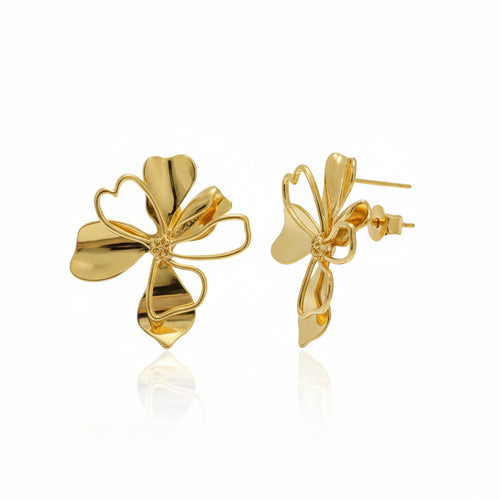 Abstract Heart Flower Studs