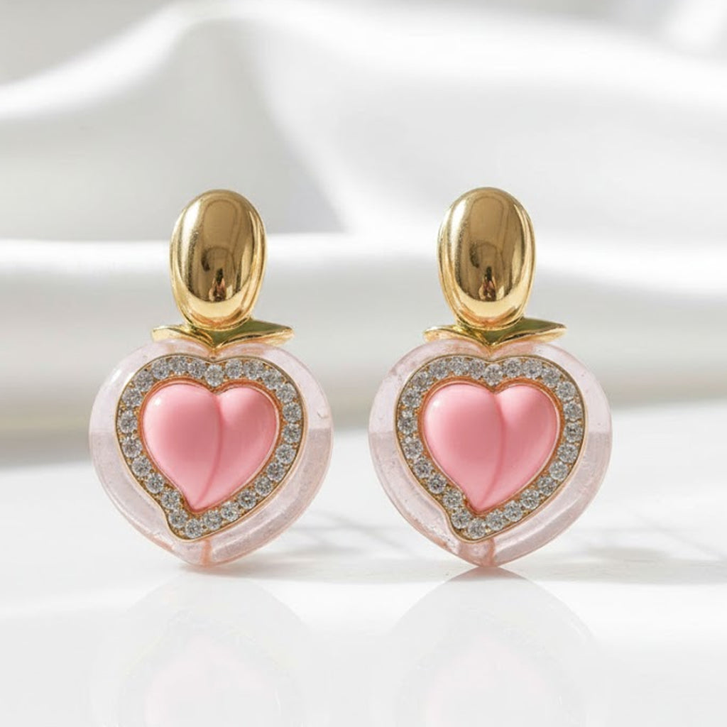 Blush Pink Heart Drop Earrings