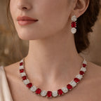 Crimson Royale American Diamond Necklace Set