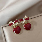 Ruby Bow Heart Drops