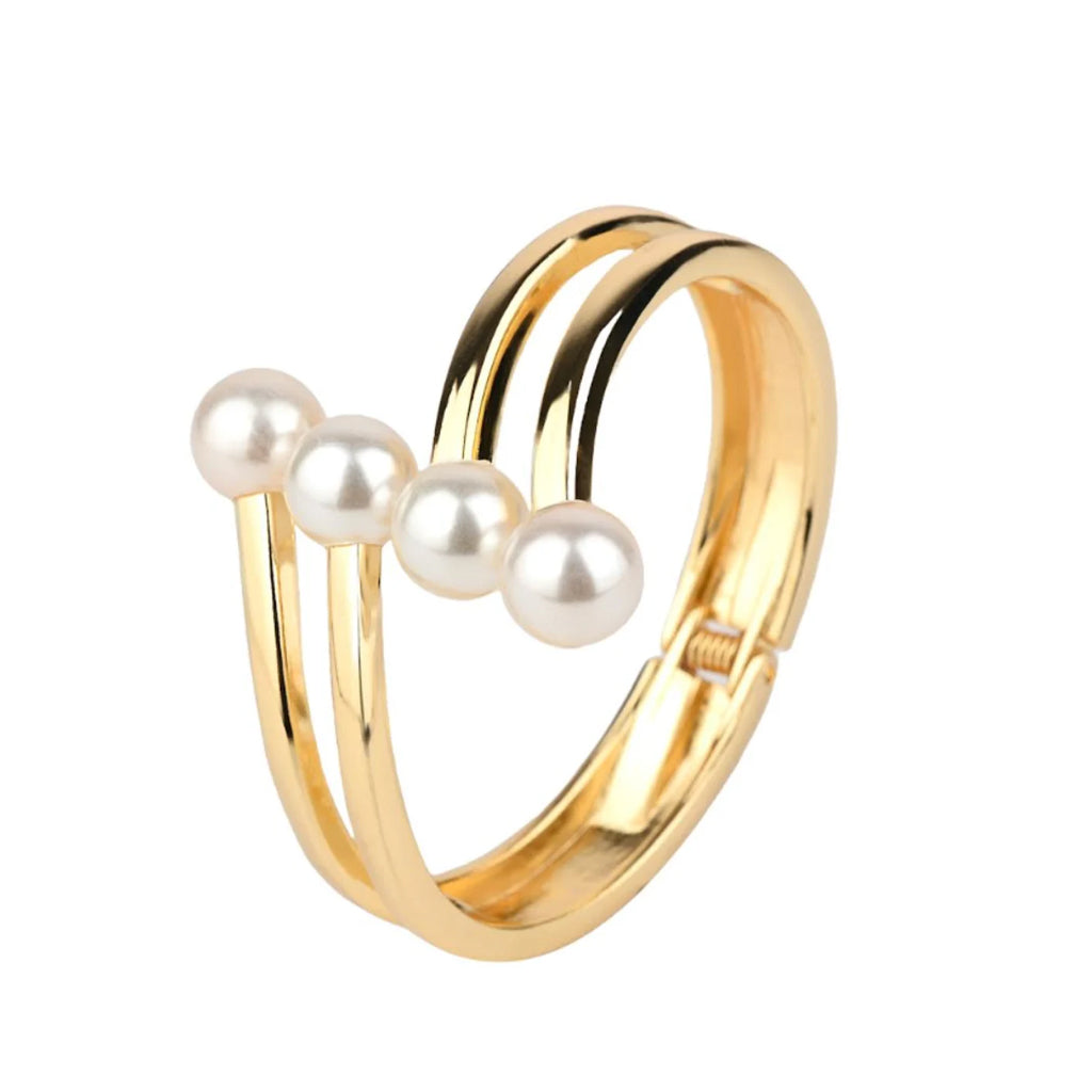 Pearl Gold Open Cuff Bracelet