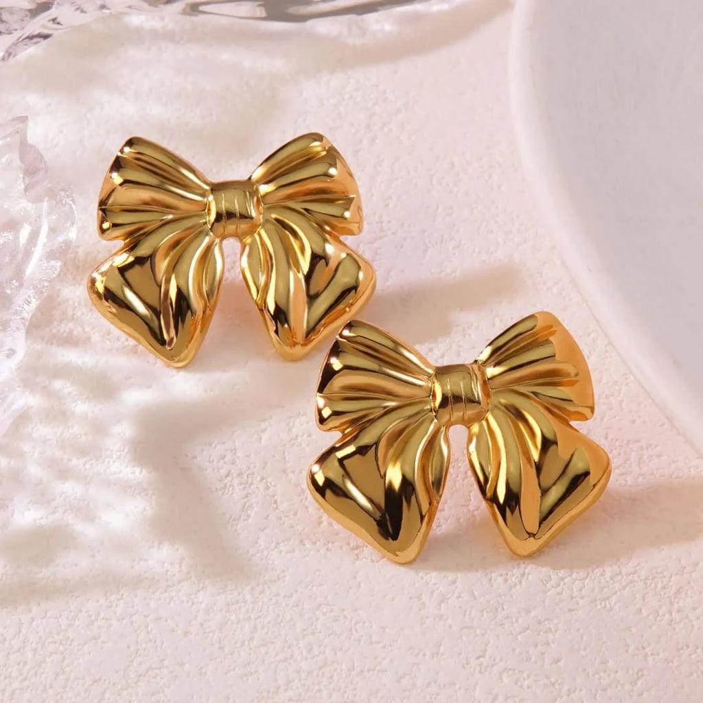 Gold Bow Studs
