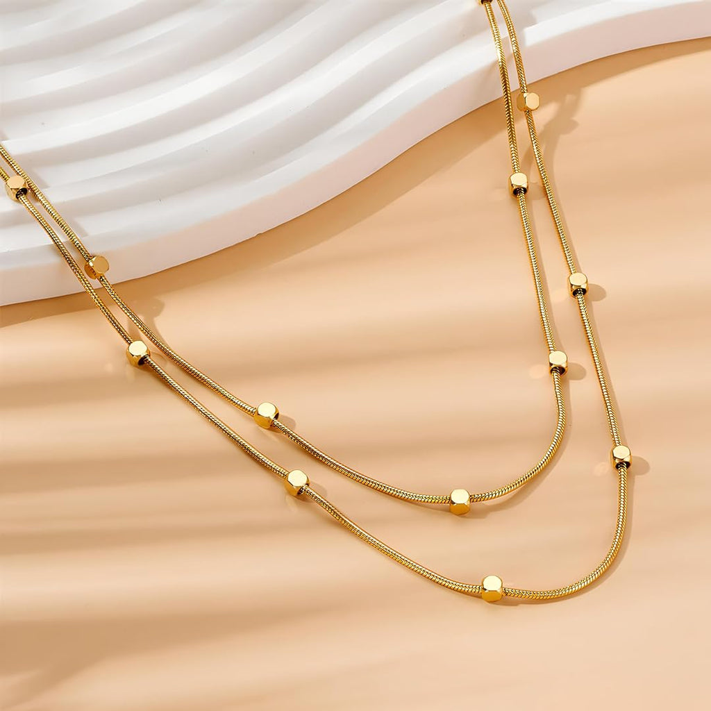 Golden Geometry Dual-Strand Necklace