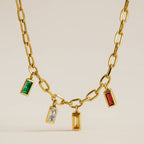 Colorful Gemstone  Charm Necklace