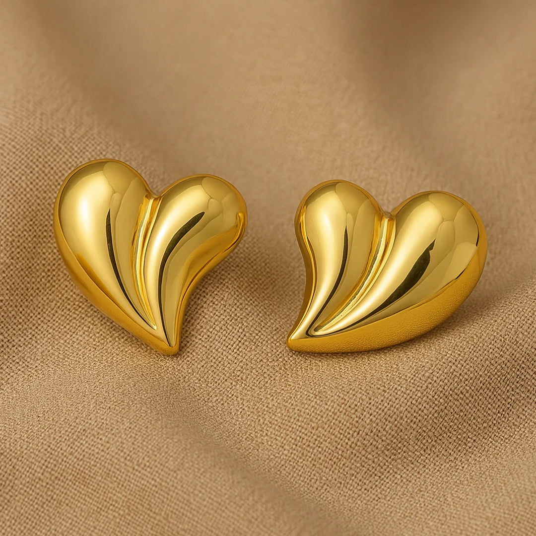 Gold Heart Studs