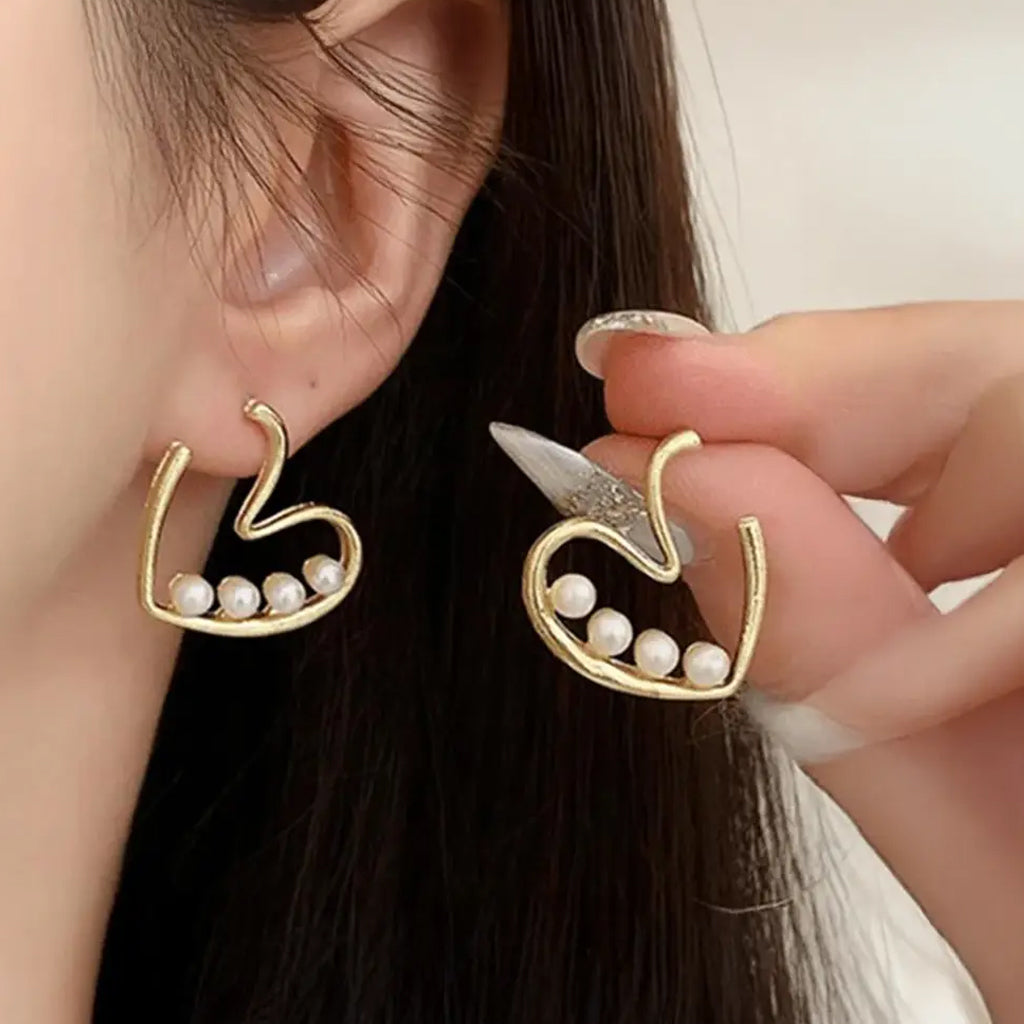 Pearl Heart Earrings