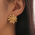 Gold Flower Stud Earrings