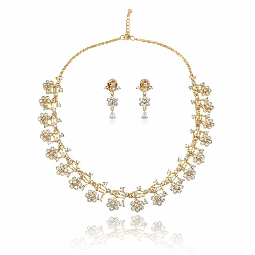 Radiant Bloom American Diamond Jewellery Set