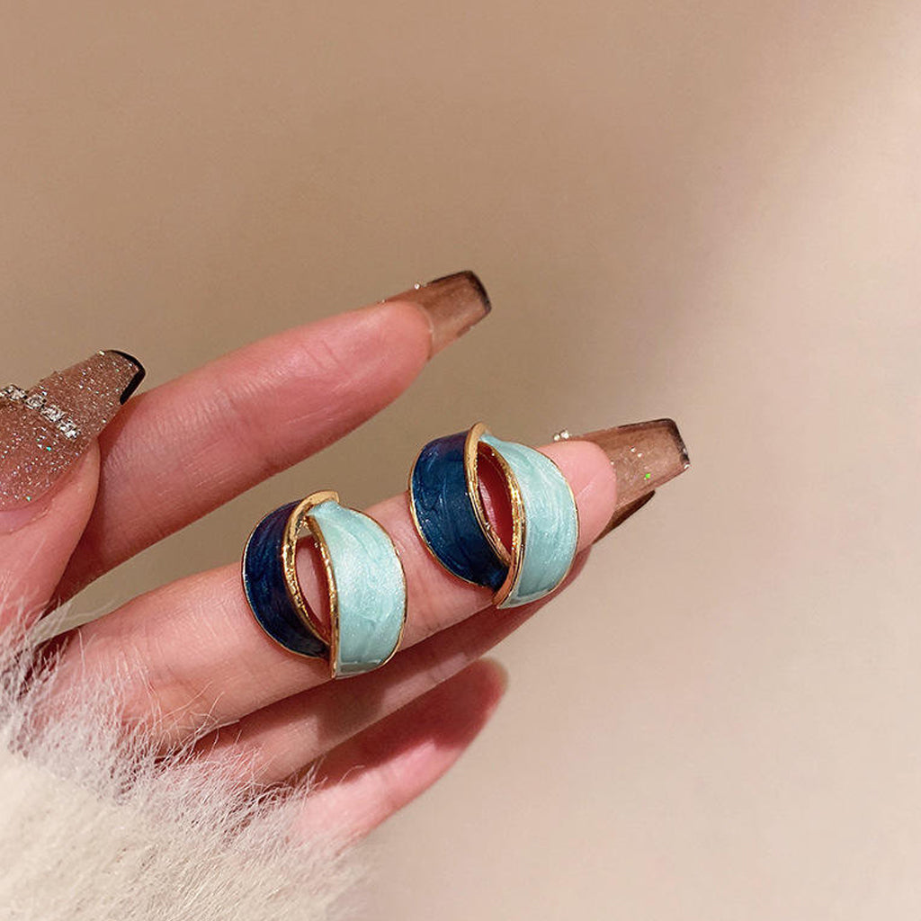 Blue Crescent Earrings
