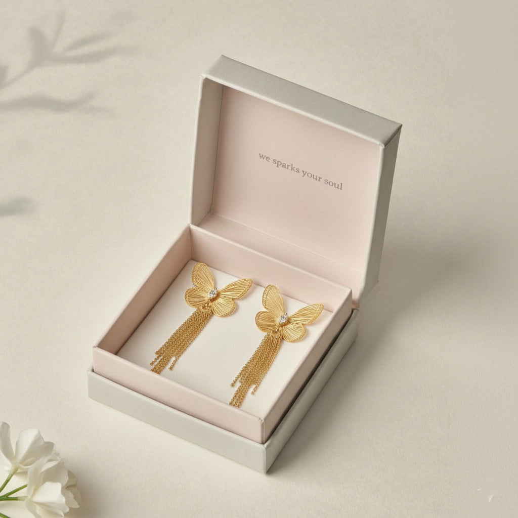 Butterfly Two-in-One Tassel Drop Statement Earrings