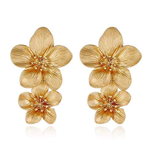 Stainless Gold Floral Drop Earrings