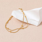 Gold Double Chain Beaded Bracelet