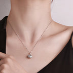 Pearl Within Shell American Diamond Pendant Necklace