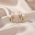 Pink Tulip Pearl Studs