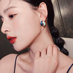 Blue Crescent Earrings