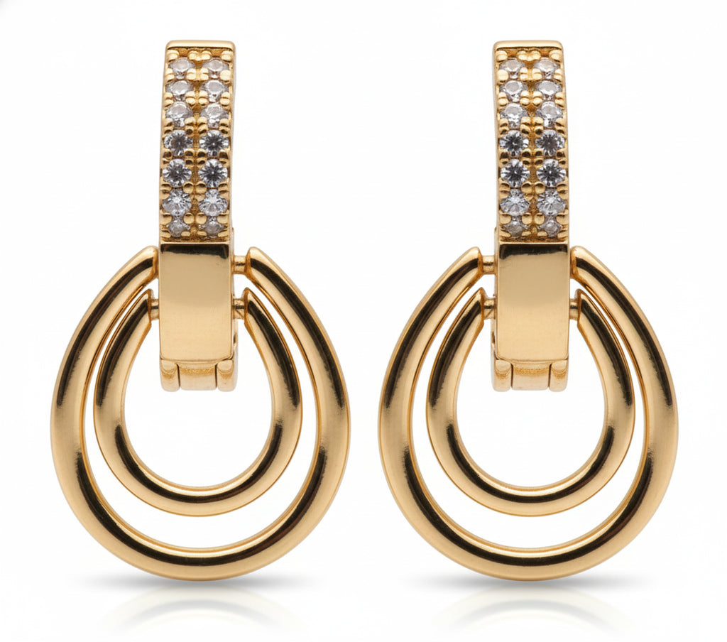 Gold Plated Geometric Drop Earrings