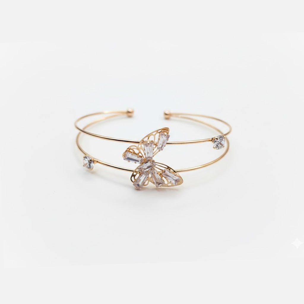 Golden Butterfly Crystal Cuff Bracelet