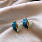 Blue Crescent Earrings