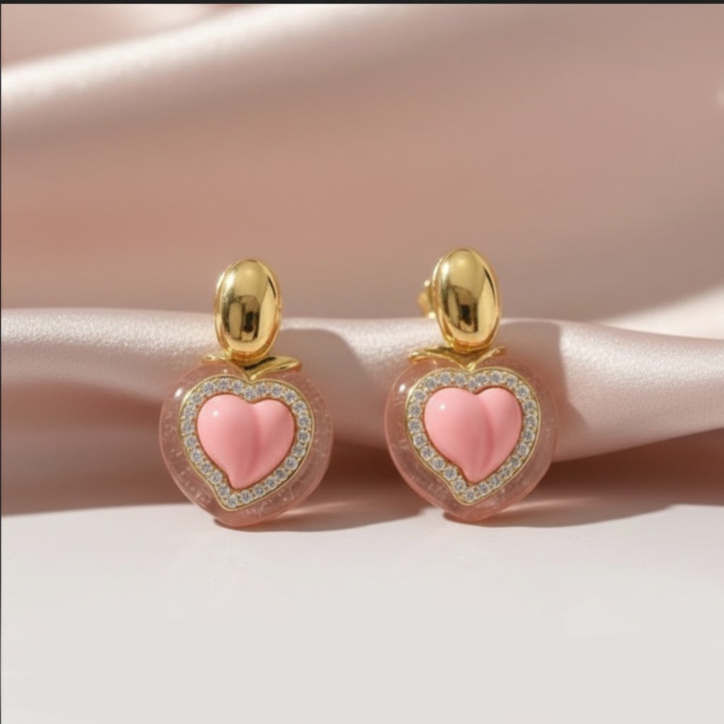 Blush Pink Heart Drop Earrings