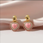 Blush Pink Heart Drop Earrings