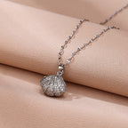 Pearl Within Shell American Diamond Pendant Necklace