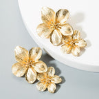 Stainless Gold Floral Drop Earrings