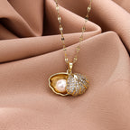 Pearl Within Shell American Diamond Pendant Necklace