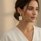 Gold Finish Pearl Drop Earrings